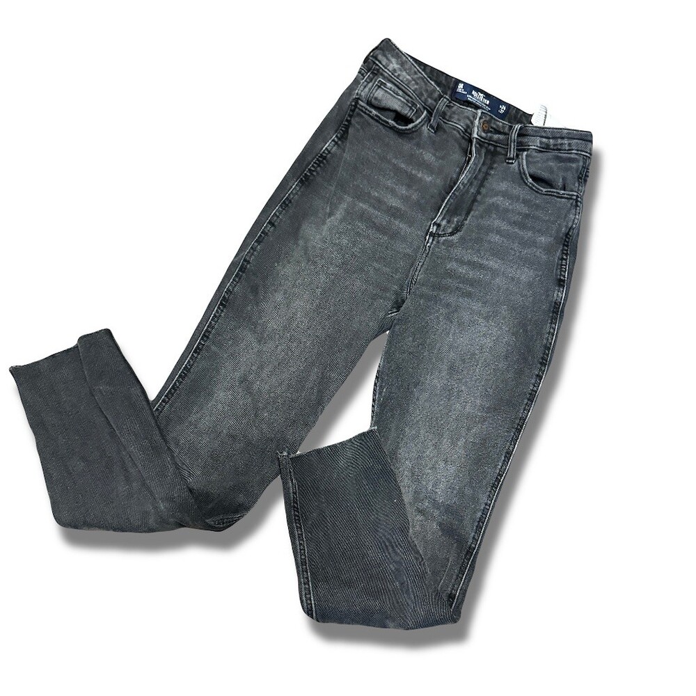 Hollister Ultra High-Rise Mom Jeans Womens 24x27 Washed Black Stretch